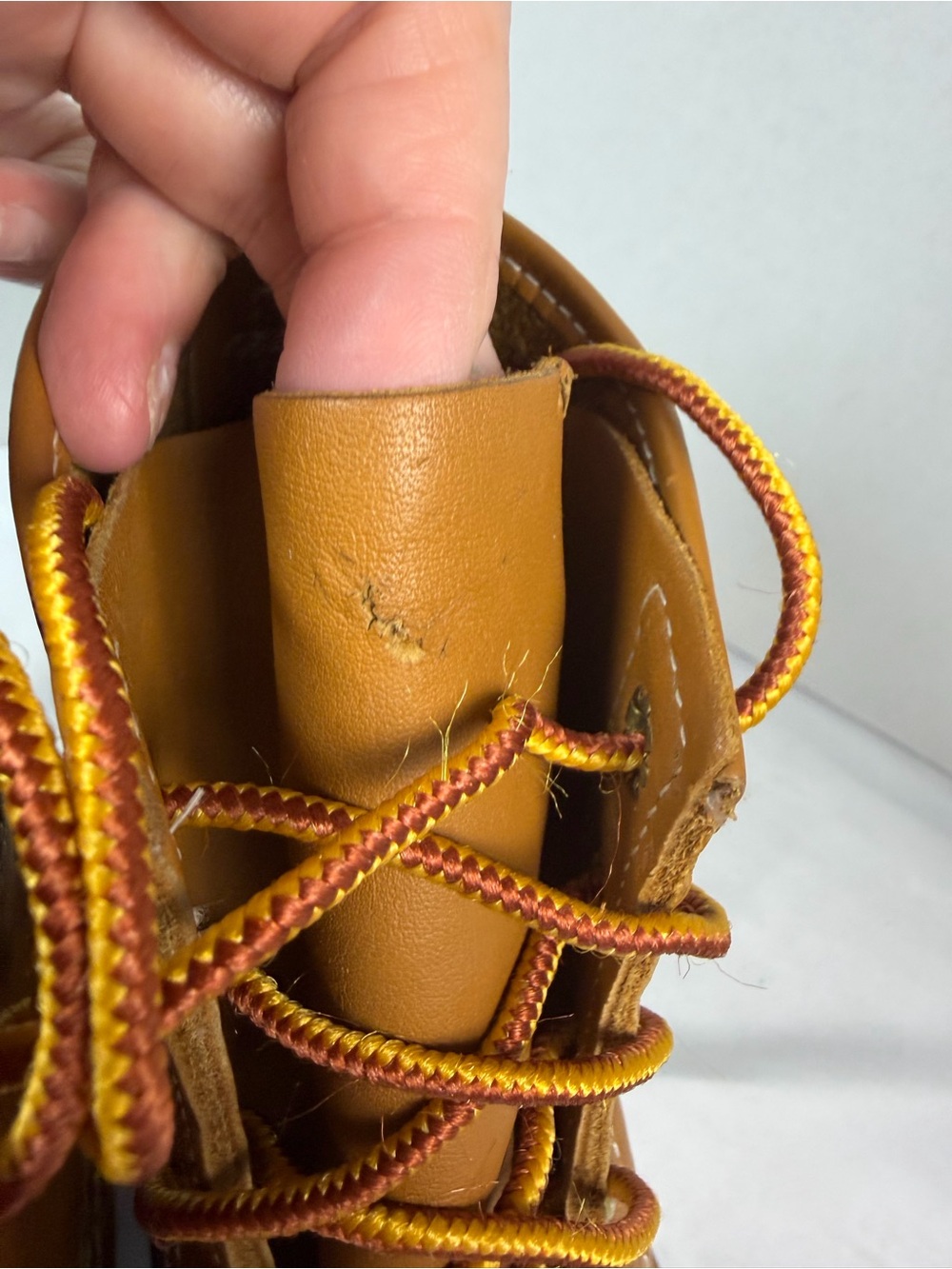 LL Bean Boots Tan Leather Navy Rubber Duck Boot Outdoors Size 9M See Note - Picture 8 of 11